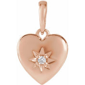 14K Rose .015 CT Natural Diamond Heart Pendant