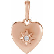 14K Rose .015 CT Natural Diamond Heart Pendant