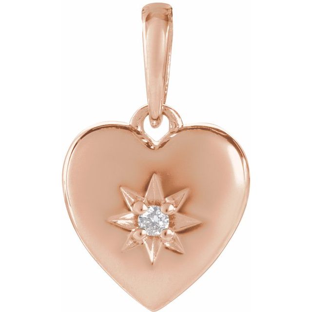 14K Rose .015 CT Natural Diamond Heart Pendant