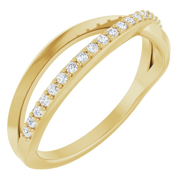 14K Gold 1/8 CTW Natural Diamond Criss Cross Ring