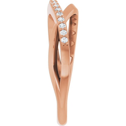 14K Gold 1/8 CTW Natural Diamond Criss Cross Ring