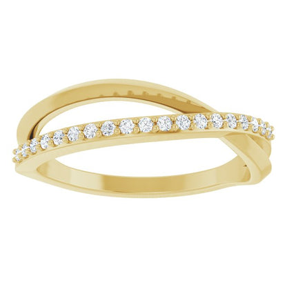 14K Gold 1/8 CTW Natural Diamond Criss Cross Ring