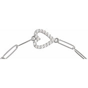 Sterling Silver 1/8 CTW Natural Diamond Heart 7" Bracelet