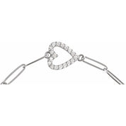 Sterling Silver 1/8 CTW Natural Diamond Heart 7" Bracelet
