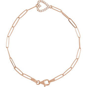 14K Rose 1/8 CTW Natural Diamond Heart 7" Bracelet