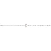 14K White 1/8 CTW Natural Diamond Heart 7" Bracelet