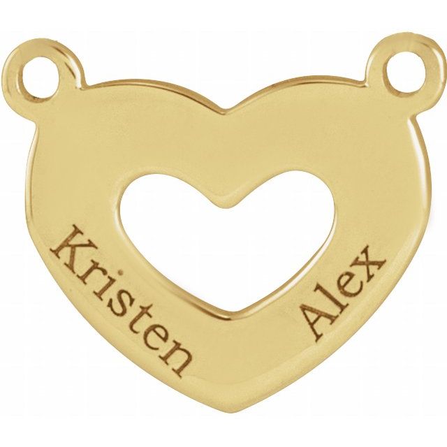 10K Engravable Family Heart Necklace Center