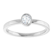 Platinum 1/5 CT Natural Diamond Solitaire Bezel-Set Ring