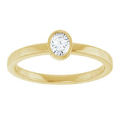 14K Yellow 1/5 CT Natural Diamond Solitaire Bezel-Set Ring