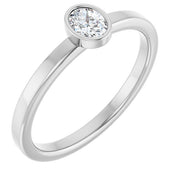 Sterling Silver 1/5 CT Natural Diamond Solitaire Bezel-Set Ring