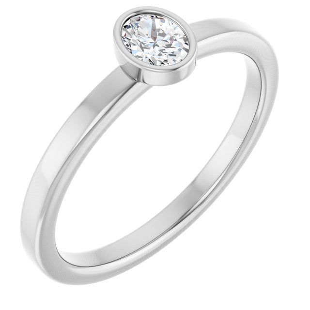 Sterling Silver 1/5 CT Natural Diamond Solitaire Bezel-Set Ring
