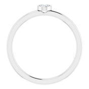 14K White 1/6 CT Natural Diamond Solitaire Bezel-Set Ring