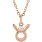 14K Rose .015 CT Natural Diamond Taurus Zodiac 16-18" Necklace