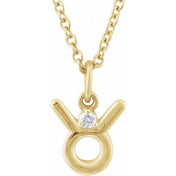 14K Yellow .015 CT Natural Diamond Taurus Zodiac 16-18" Necklace