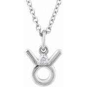 Sterling Silver .015 CT Natural Diamond Taurus Zodiac 16-18" Necklace