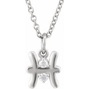 Sterling Silver .03 CTW Natural Diamond Pisces Zodiac 16-18" Necklace