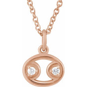 14K Rose .03 CTW Natural Diamond Cancer Zodiac 16-18" Necklace