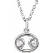 14K White .03 CTW Natural Diamond Cancer Zodiac 16-18" Necklace
