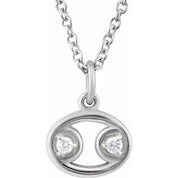 14K White .03 CTW Natural Diamond Cancer Zodiac 16-18" Necklace