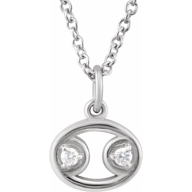 14K White .03 CTW Natural Diamond Cancer Zodiac 16-18" Necklace