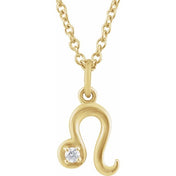 14K Yellow .015 CT Natural Diamond Leo Zodiac 16-18" Necklace