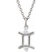 14K White .03 CTW Natural Diamond Gemini Zodiac 16-18" Necklace