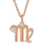14K Rose .015 CT Natural Diamond Virgo Zodiac 16-18" Necklace