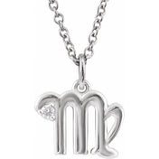 14K White .015 CT Natural Diamond Virgo Zodiac 16-18" Necklace