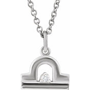 14K White .015 CT Natural Diamond Libra Zodiac 16-18" Necklace