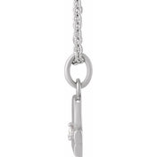 14K White .015 CT Natural Diamond Libra Zodiac 16-18" Necklace