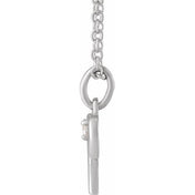 14K White .015 CT Natural Diamond Aries Zodiac 16-18" Necklace