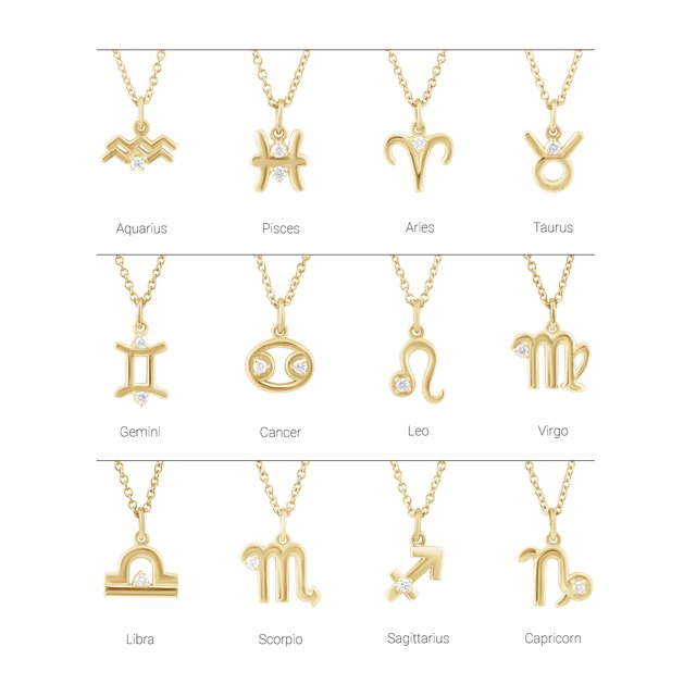 14K Yellow .03 CTW Natural Diamond Gemini Zodiac 16-18" Necklace