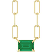 14K Yellow 6x4 mm Natural Emerald Solitaire 16" Necklace