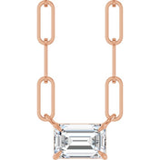 14K Rose 5/8 CT Lab-Grown Diamond Solitaire 16" Necklace