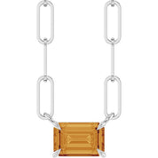 Sterling Silver 6x4 mm Natural Citrine Solitaire 16" Necklace