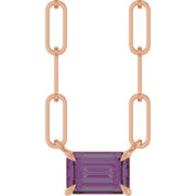 14K Rose 6x4 mm Lab-Grown Alexandrite Solitaire 18" Necklace