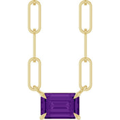 14K Yellow 6x4 mm Natural Amethyst Solitaire 16" Necklace