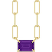 14K Yellow 6x4 mm Natural Amethyst Solitaire 16" Necklace