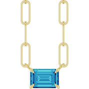 14K Yellow 6x4 mm Natural Blue Zircon Solitaire 16" Necklace