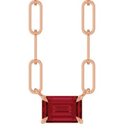 14K Rose 6x4 mm Natural Ruby Solitaire 18" Necklace