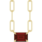 14K Yellow 6x4 mm Natural Mozambique Garnet Solitaire 18" Necklace