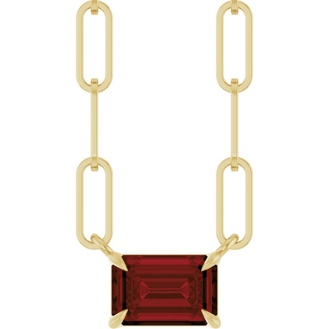 14K Yellow 6x4 mm Natural Mozambique Garnet Solitaire 18" Necklace