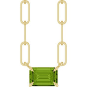 14K Yellow 6x4 mm Natural Peridot Solitaire 18" Necklace