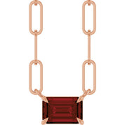 14K Rose 6x4 mm Natural Mozambique Garnet Solitaire 18" Necklace