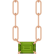 14K Rose 6x4 mm Natural Peridot Solitaire 16" Necklace