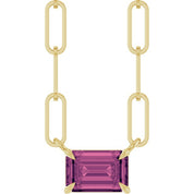 14K Yellow 6x4 mm Natural Pink Tourmaline Solitaire 16" Necklace