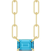 14K Yellow 6x4 mm Natural Aquamarine Solitaire 18" Necklace