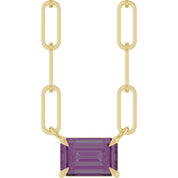 14K Yellow 6x4 mm Lab-Grown Alexandrite Solitaire 18" Necklace