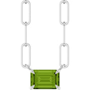 Sterling Silver 6x4 mm Natural Peridot Solitaire 18" Necklace