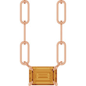 14K Rose 6x4 mm Natural Citrine Solitaire 16" Necklace